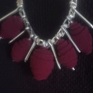 Chic Silver and Burgundy Necklace